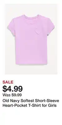 Old Navy Old Navy Softest Short-Sleeve Heart-Pocket T-Shirt for Girls offer