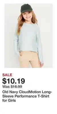 Old Navy Old Navy CloudMotion Long-Sleeve Performance T-Shirt for Girls offer