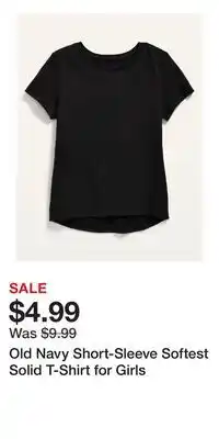 Old Navy Old Navy Short-Sleeve Softest Solid T-Shirt for Girls offer