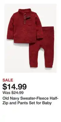 Old Navy Old Navy Sweater-Fleece Half-Zip and Pants Set for Baby offer