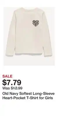 Old Navy Old Navy Softest Long-Sleeve Heart-Pocket T-Shirt for Girls offer