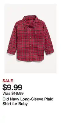 Old Navy Old Navy Long-Sleeve Plaid Shirt for Baby offer