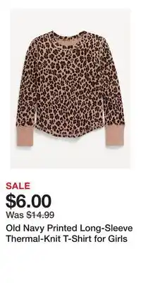 Old Navy Old Navy Printed Long-Sleeve Thermal-Knit T-Shirt for Girls offer