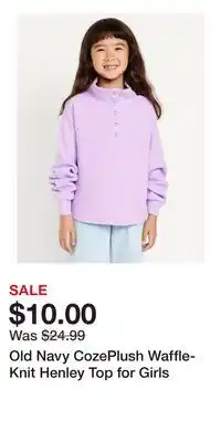 Old Navy Old Navy CozePlush Waffle-Knit Henley Top for Girls offer