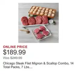 Costco Chicago Steak Filet Mignon & Scallop Combo, 14 Total Packs, 7 Lbs. Total offer