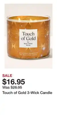 Bath & Body Works Touch of Gold 3-Wick Candle offer