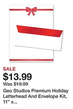 Office Depot Geo Studios Premium Holiday Letterhead And Envelope Kit, 11 x 8-1/2, Red Bow, Kit Of 48 Pieces offer