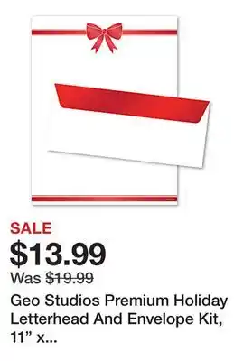 Office Depot Geo Studios Premium Holiday Letterhead And Envelope Kit, 11 x 8-1/2, Red Bow, Kit Of 48 Pieces offer