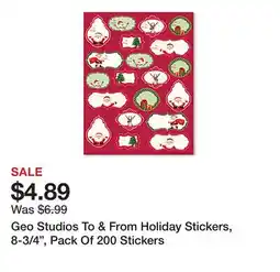 Office Depot Geo Studios To & From Holiday Stickers, 8-3/4, Pack Of 200 Stickers offer