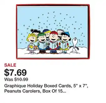 Office Depot Graphique Holiday Boxed Cards, 5 x 7, Peanuts Carolers, Box Of 15 Cards offer