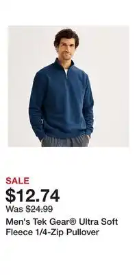 Kohl's Men's Tek Gear Ultra Soft Fleece 1/4-Zip Pullover offer