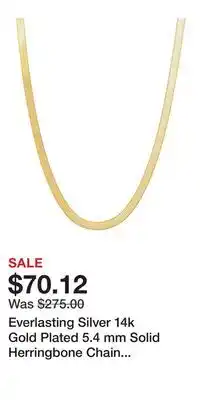 Kohl's Everlasting Silver 14k Gold Plated 5.4 mm Solid Herringbone Chain Necklace offer