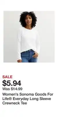 Kohl's Women's Sonoma Goods For Life Everyday Long Sleeve Crewneck Tee offer