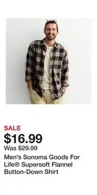 Kohl's Men's Sonoma Goods For Life Supersoft Flannel Button-Down Shirt offer