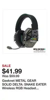 Game Stop Geeknet METAL GEAR SOLID DELTA: SNAKE EATER Wireless RGB Headset GameStop Exclusive offer