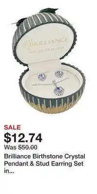 Kohl's Brilliance Birthstone Crystal Pendant & Stud Earring Set in Ornament Gift Box offer