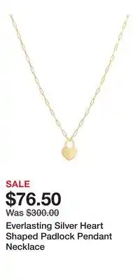 Kohl's Everlasting Silver Heart Shaped Padlock Pendant Necklace offer