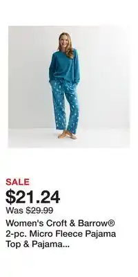 Kohl's Women's Croft & Barrow 2-pc. Micro Fleece Pajama Top & Pajama Bottoms Set offer