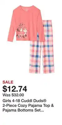Kohl's Girls 4-18 Cuddl Duds 2-Piece Cozy Pajama Top & Pajama Bottoms Set in Regular & Plus offer