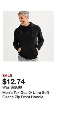 Kohl's Men's Tek Gear Ultra Soft Fleece Zip Front Hoodie offer