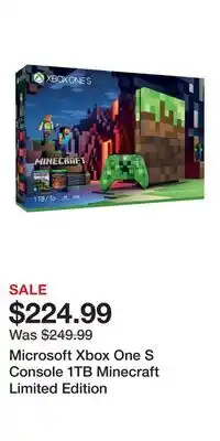 Game Stop Microsoft Xbox One S Console 1TB Minecraft Limited Edition offer