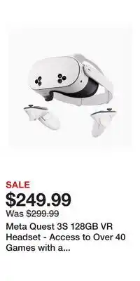 Game Stop Meta Quest 3S 128GB VR Headset - Access to Over 40 Games with a 3-Month Trial of Meta Horizon Plus offer