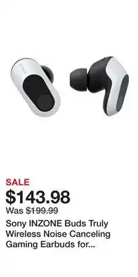 Game Stop Sony INZONE Buds Truly Wireless Noise Canceling Gaming Earbuds for PlayStation 5 and PC - White offer