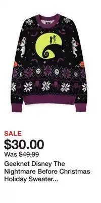 Game Stop Geeknet Disney The Nightmare Before Christmas Holiday Sweater GameStop Exclusive offer