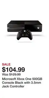 Game Stop Microsoft Xbox One 500GB Console Black with 3.5mm Jack Controller offer