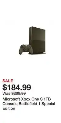Game Stop Microsoft Xbox One S 1TB Console Battlefield 1 Special Edition offer