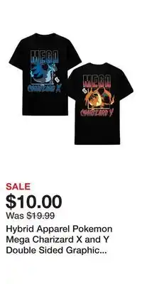 Game Stop Hybrid Apparel Pokemon Mega Charizard X and Y Double Sided Graphic T-Shirt GameStop Exclusive offer
