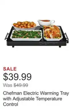 Costco Chefman Electric Warming Tray with Adjustable Temperature Control offer