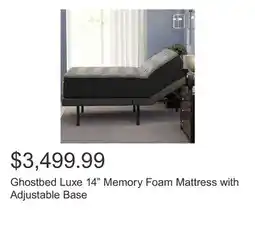 Costco Ghostbed Luxe 14 Memory Foam Mattress with Adjustable Base offer