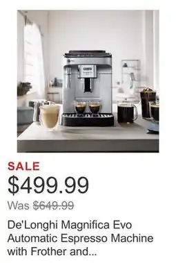 Costco De'Longhi Magnifica Evo Automatic Espresso Machine with Frother and Preset Recipes offer