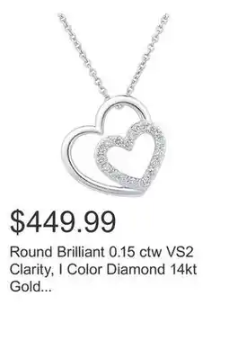 Costco Round Brilliant 0.15 ctw VS2 Clarity, I Color Diamond 14kt Gold Heart Pendant offer
