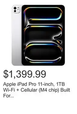Costco Apple iPad Pro 11-inch, 1TB Wi-Fi + Cellular (M4 chip) Built For Apple Intelligence offer