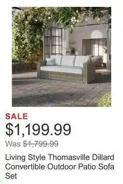 Costco Living Style Thomasville Dillard Convertible Outdoor Patio Sofa Set offer