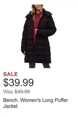 Costco Bench. Women's Long Puffer Jacket offer