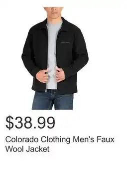Costco Colorado Clothing Men's Faux Wool Jacket offer