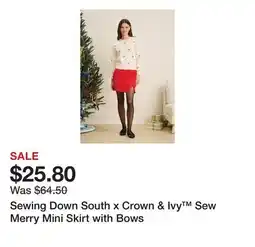 Belk Sewing Down South x Crown & Ivy Sew Merry Mini Skirt with Bows offer
