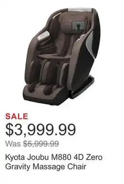 Costco Kyota Joubu M880 4D Zero Gravity Massage Chair offer