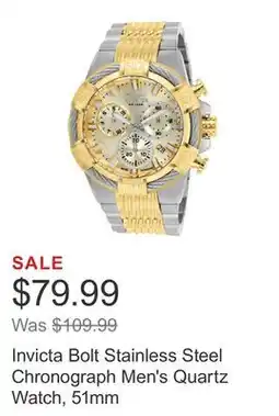 Costco Invicta Bolt Stainless Steel Chronograph Men's Quartz Watch, 51mm offer