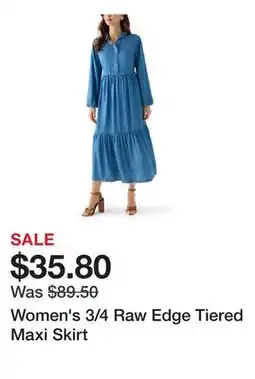 Belk Women's 3/4 Raw Edge Tiered Maxi Skirt offer