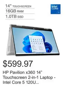 Costco HP Pavilion x360 14 Touchscreen 2-in-1 Laptop - Intel Core 5 120U - 1080p - Windows 11 offer