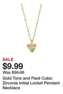 Belk Gold Tone and Pavé Cubic Zirconia Initial Locket Pendant Necklace offer