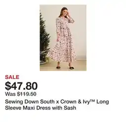 Belk Sewing Down South x Crown & Ivy Long Sleeve Maxi Dress with Sash offer