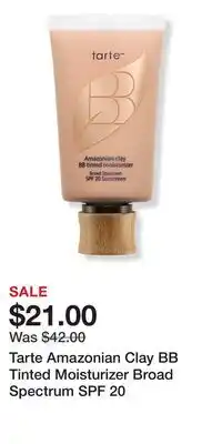 Ulta Beauty Tarte Amazonian Clay BB Tinted Moisturizer Broad Spectrum SPF 20 offer