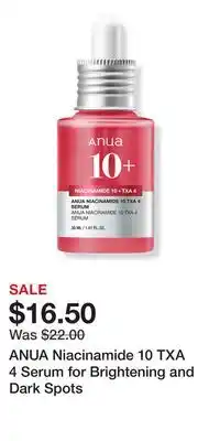Ulta Beauty ANUA Niacinamide 10 TXA 4 Serum for Brightening and Dark Spots offer