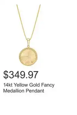 Costco 14kt Yellow Gold Fancy Medallion Pendant offer