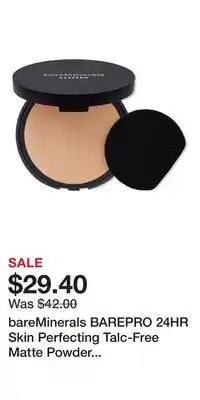 Ulta Beauty bareMinerals BAREPRO 24HR Skin Perfecting Talc-Free Matte Powder Foundation offer